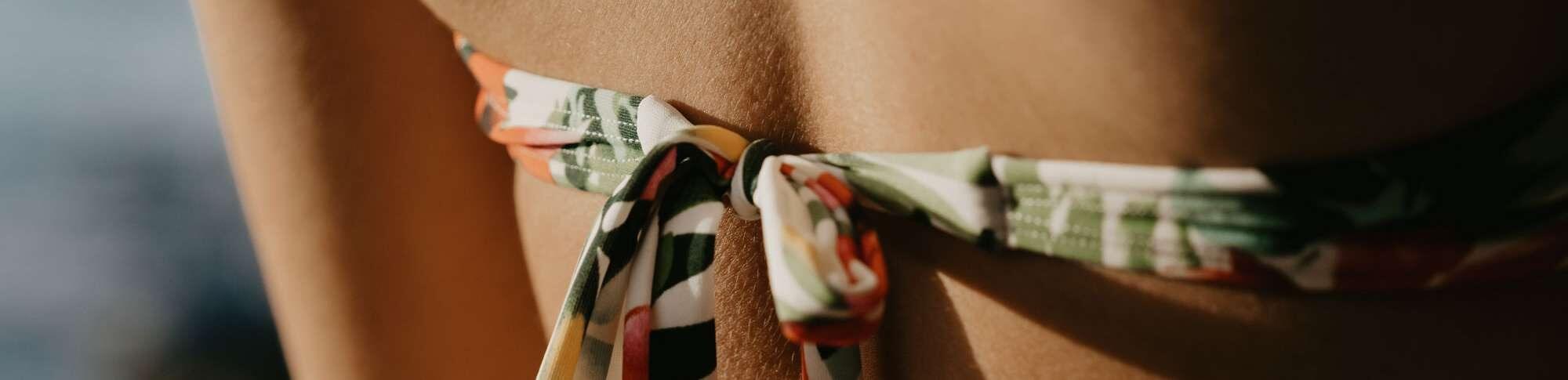 Swimsuit back-tie closeup