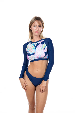 Long Sleeve Crop Rash Guard in Navy