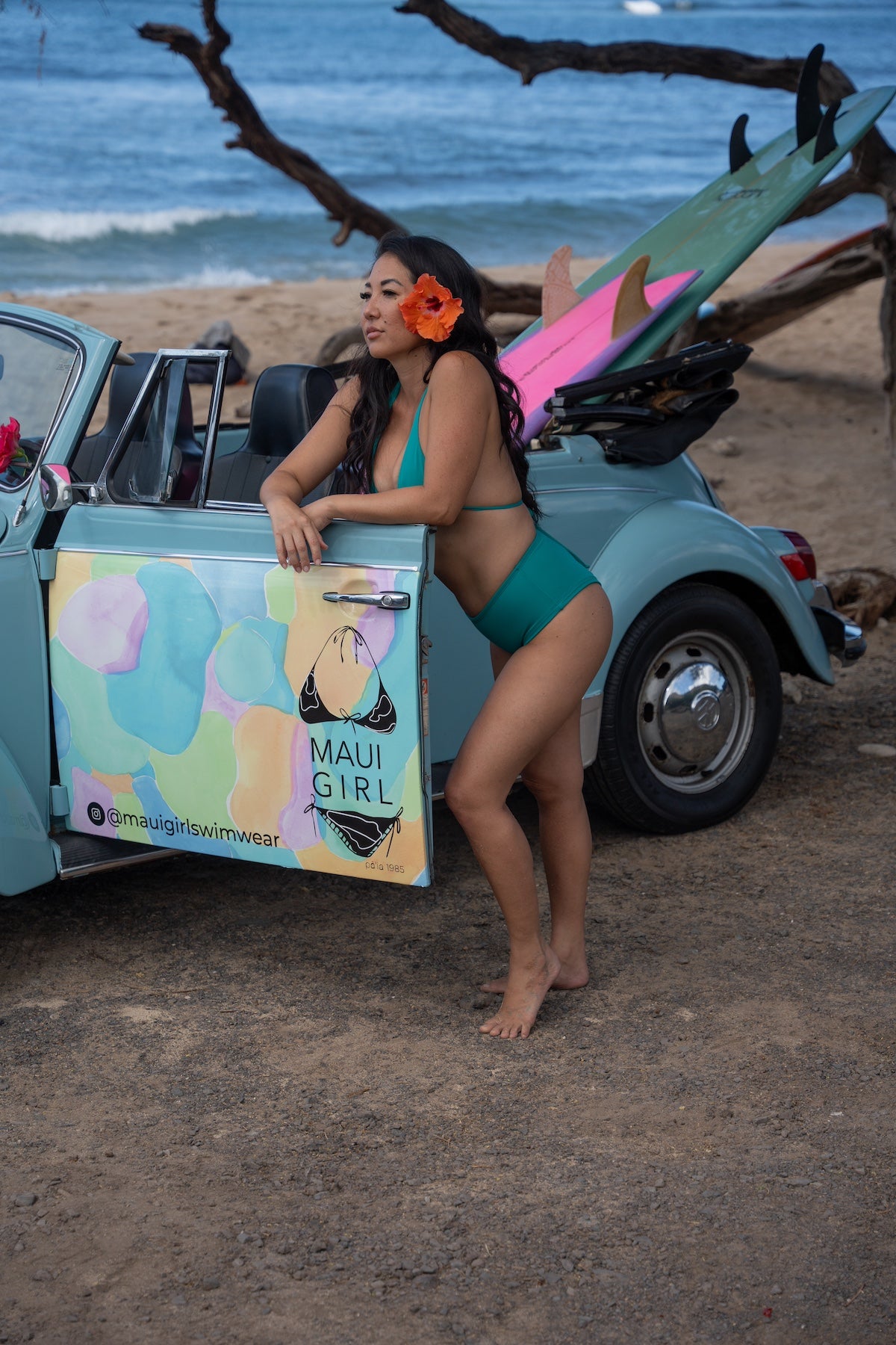 Maui Girl Round Car Magnet