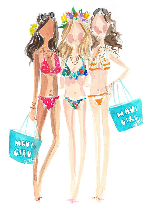 Art Prints - Maui Girl Swim